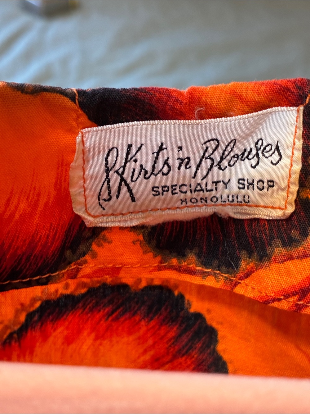 Vintage 1960s Hawaiian Hibiscus Print Orange Maxi Dress - Picture 7 of 11